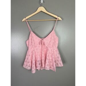 Francesca's coquette floral lace pink baby doll top large feminine ethereal